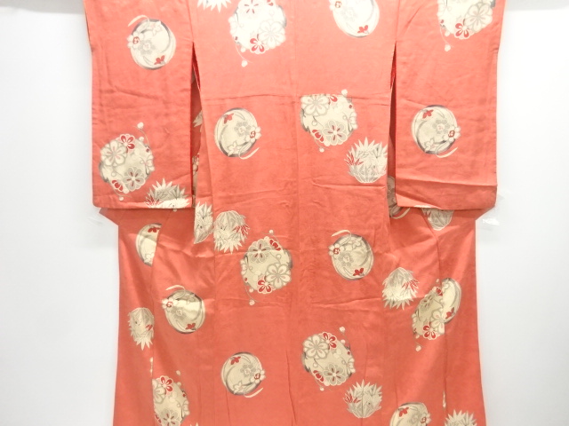 JAPANESE KIMONO / ANTIQUE KIMONO / SILK / MON KINSHA / FLORAL ROUNDEL CREST